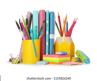 Different colorful stationery on white background. Back to school - Shutterstock ID 1155826240