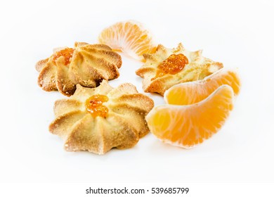 different cookies on the white background
