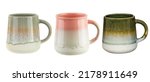 Different cups. Tea cup, kitchen coffee mug. Morning english crockery, beauty accessories for home breakfast exact mug set