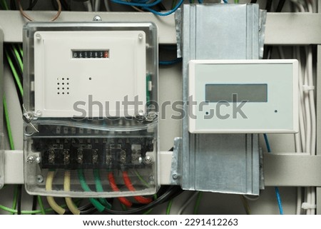 Different electric meters and wires in fuse box
