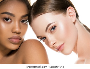 Different ethnicity women beauty skin portrait, ethnic woman beautiful healthy skin face