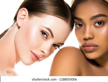 Different Ethnicity Women Beauty Skin Portrait, Ethnic Woman Beautiful Healthy Skin Face