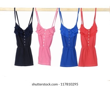 Different Female Shirt Clothespins On Rope