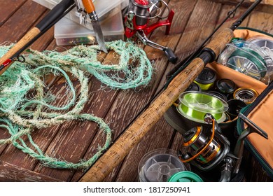 Different Fishing Tacles Rod Reels On Stock Photo (Edit Now) 1817250941 ...