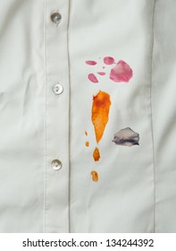 Different Food Stains On A Shirt