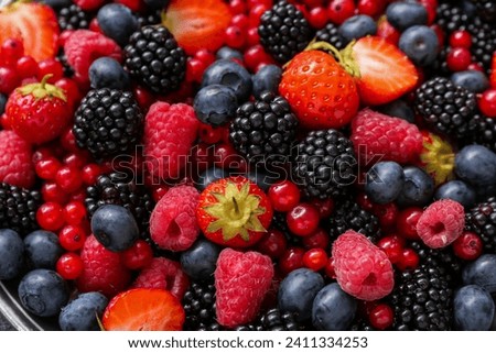 Different fresh berries as background, closeup
