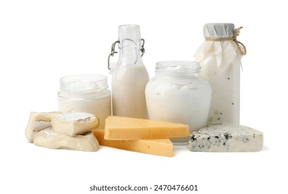 Different fresh dairy products isolated on white - Powered by Shutterstock