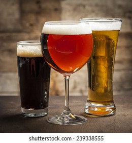 Different glasses of beer