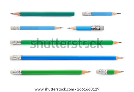 Different graphite pencils isolated on white, set