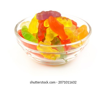 Different Gummy Candies Glass Bowl Isolated Stock Photo 2071011632 ...