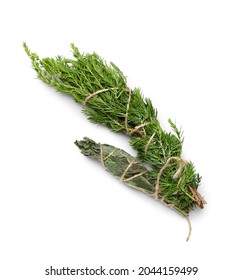 Different Herbs For Aura Cleansing On White Background