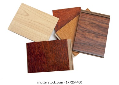 Different Kind Of Hardwood Flooring Samples Isolated On White