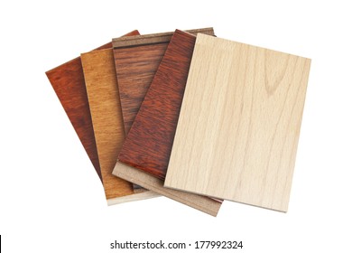 Different Kind Of Hardwood Flooring Samples Isolated On White