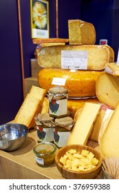 Different Kinds Of Cheese Are On Display