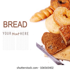 Different kinds of fresh bread over white background - Powered by Shutterstock