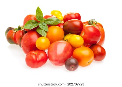 Different Kinds Of Old Tomato Species On White Background