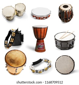 Different kinds of percussion instruments