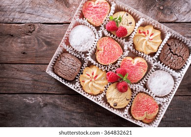 Different Kinds Of Valentines Day Cookies In A Box