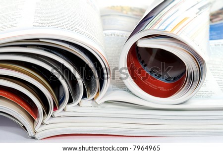different magazines studio isolated on white