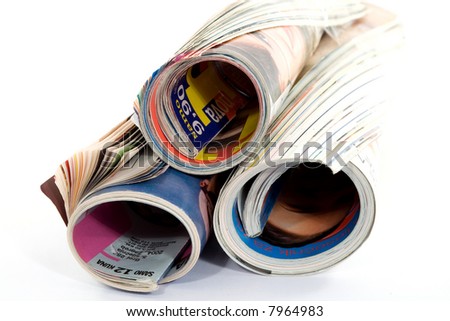 different magazines studio isolated on white