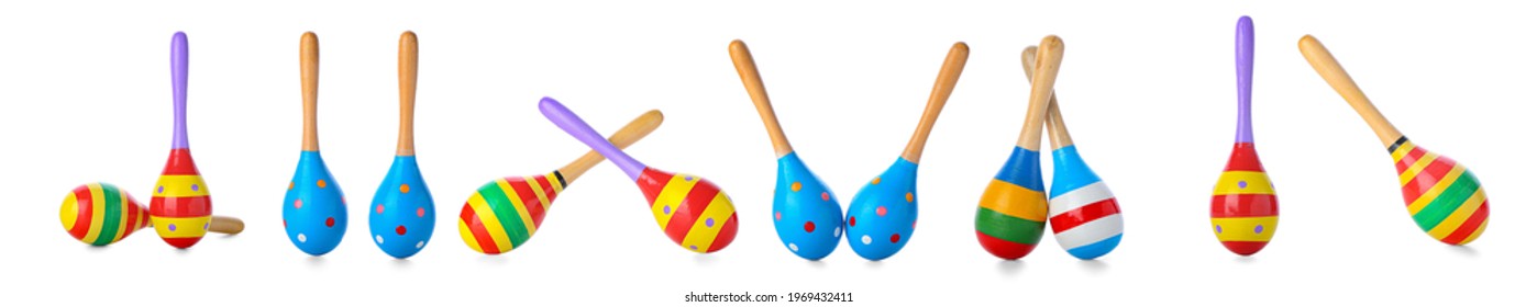 Different Maracas On White Background
