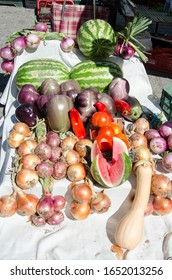 different market objects with different colors and textures