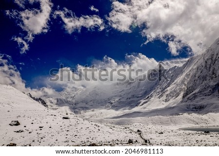 Similar – Image, Stock Photo Snow banks in the parking lot at the Rettenbach Glacier