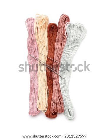 Different mouline threads isolated on white background