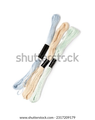 Different mouline threads isolated on white background