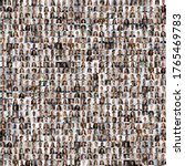 Lot of different multiracial people headshots portraits in square collage mosaic image. Many hundreds of diverse age and ethnicity people faces looking at camera collection. Social diversity concept.