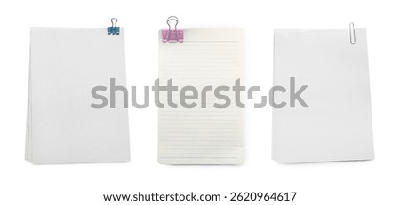 Different notebook sheets isolated on white, set