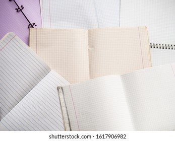 different notebooks with copy space background. learning or writing concept