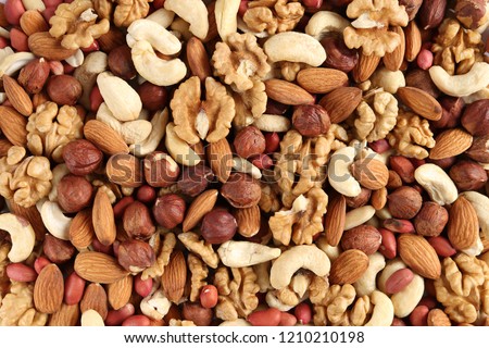 different nuts in a heap