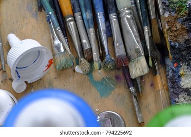 different Paintbrushes on table