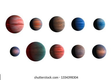 Different Planets Isolated On White Background. Elements Of This Image Furnished By NASA.