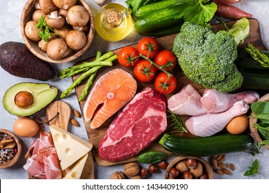 Different products for ketogenic diet.Flat lay - Shutterstock ID 1434409190