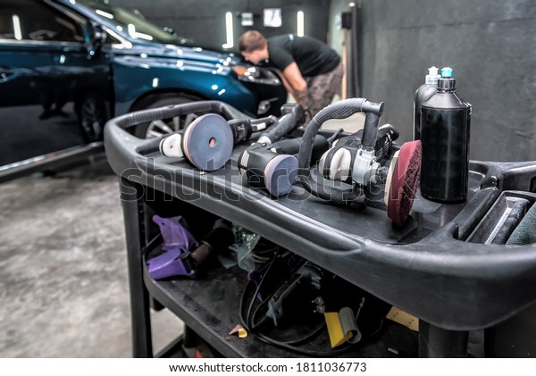 different\
professional tools for car\
detailing