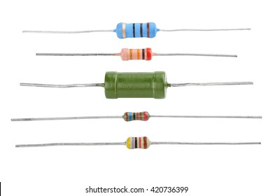 Different resistors isolated on a white background 