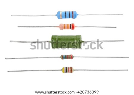 Different resistors isolated on a white background 