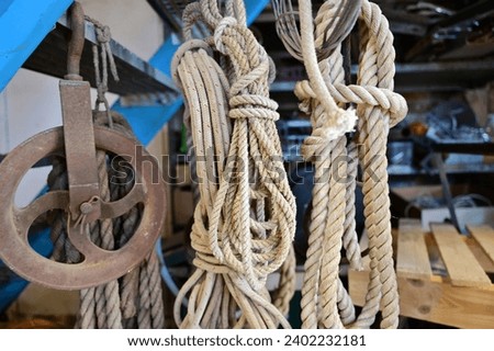 Different ropes in the Cranz boatyard in the Altes Land, Hamburg-Cranz
