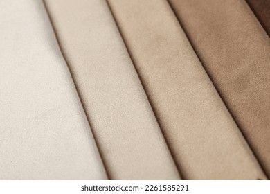 Different samples of velvet fabric close-up - Shutterstock ID 2261585291