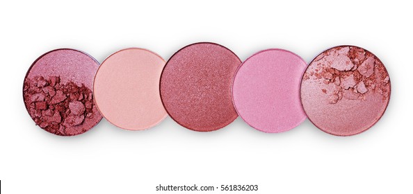 Different shade of crashed blush in a row isolated on white
