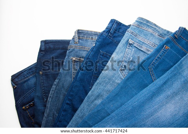 Different Shades Blue Denim On White Stock Photo 441717424 | Shutterstock