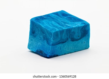 Different Shades Of Blue Natural Soap Bar Piece On White Limbo Background