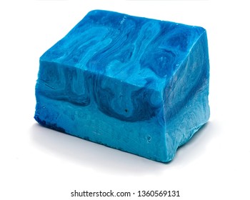 Different Shades Of Blue Natural Soap Bar Piece On White Limbo Background