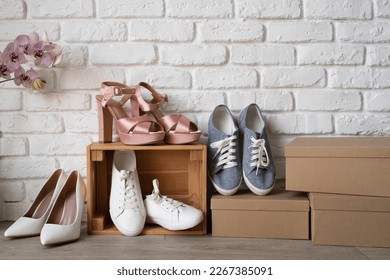 different shoes. men's shoes and women's shoes. - Shutterstock ID 2267385091