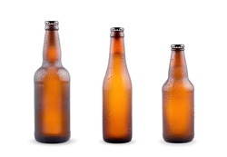 Different Sizes Of Brown Beer Bottles.