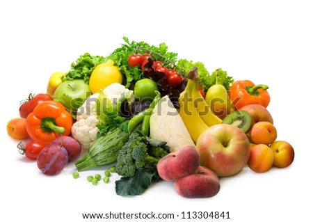 	Different sorts of vegetables, fruit and spicy herbs