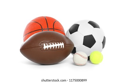 Different Sport Balls On White Background