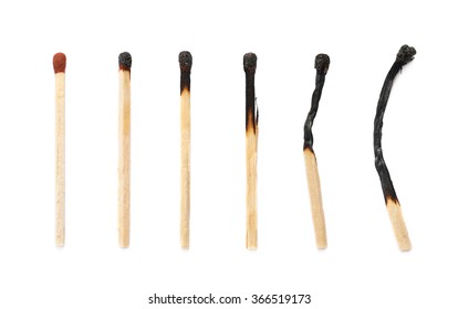 Different stages of match burning